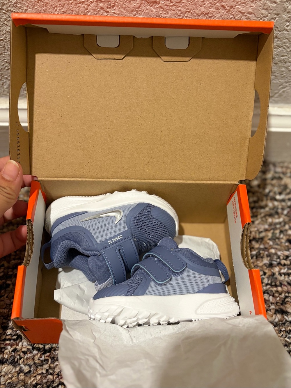 Nike Kids Indigo and White Hook-and-Loop Sneakers